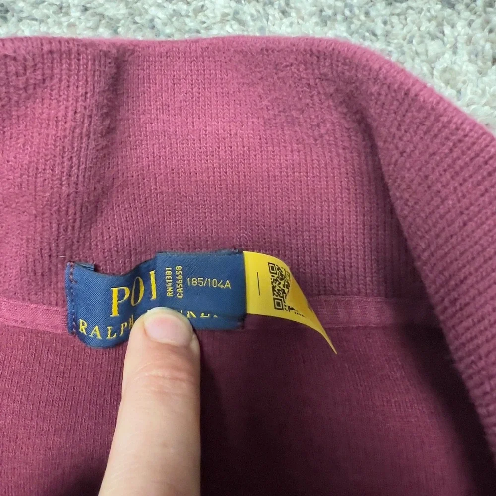 Polo Ralph Lauren Mens XL Burgundy Red Quarter Zip Pullover Ribbed Sweatshirt